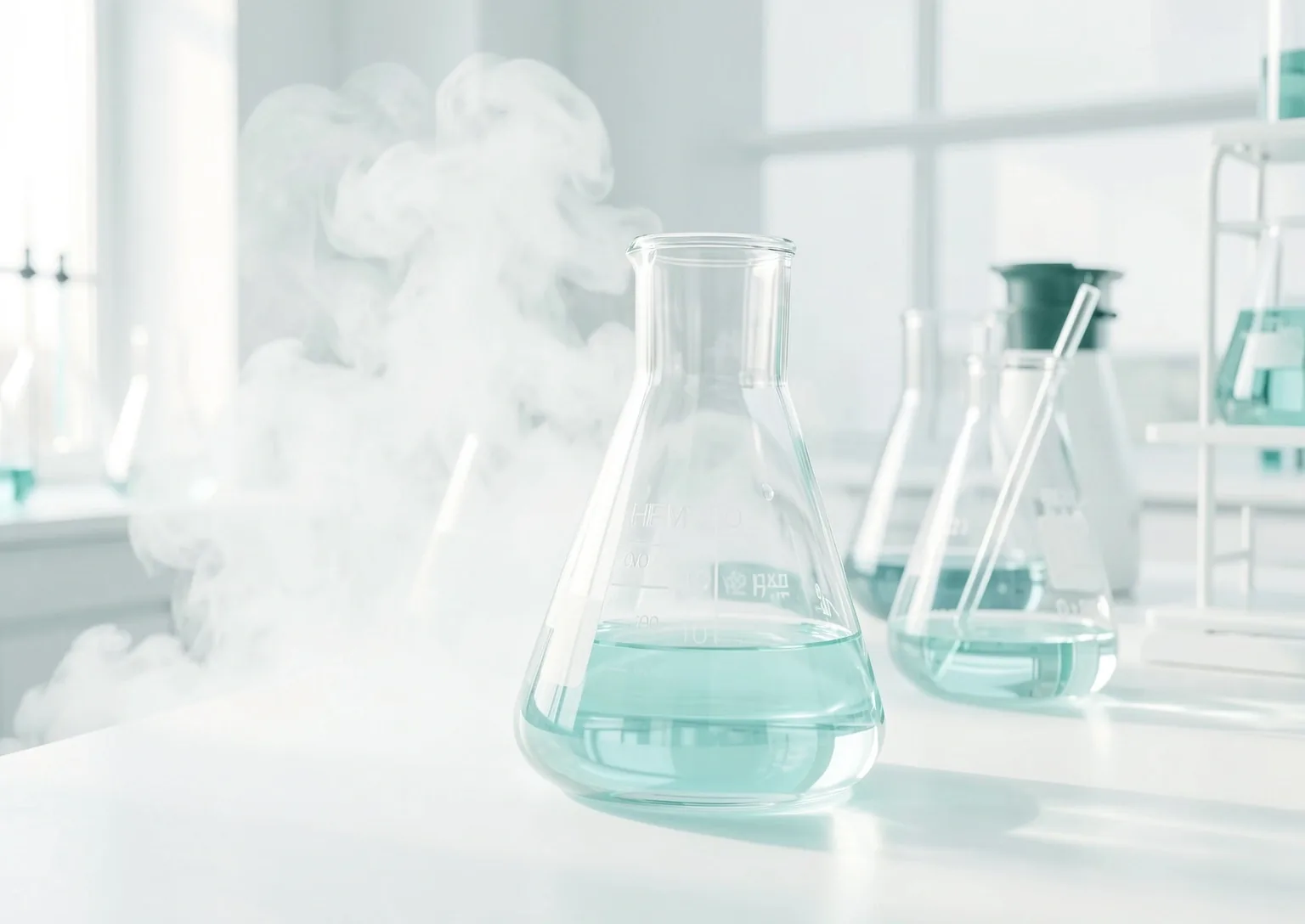 Verrerie de laboratoire dans la brume